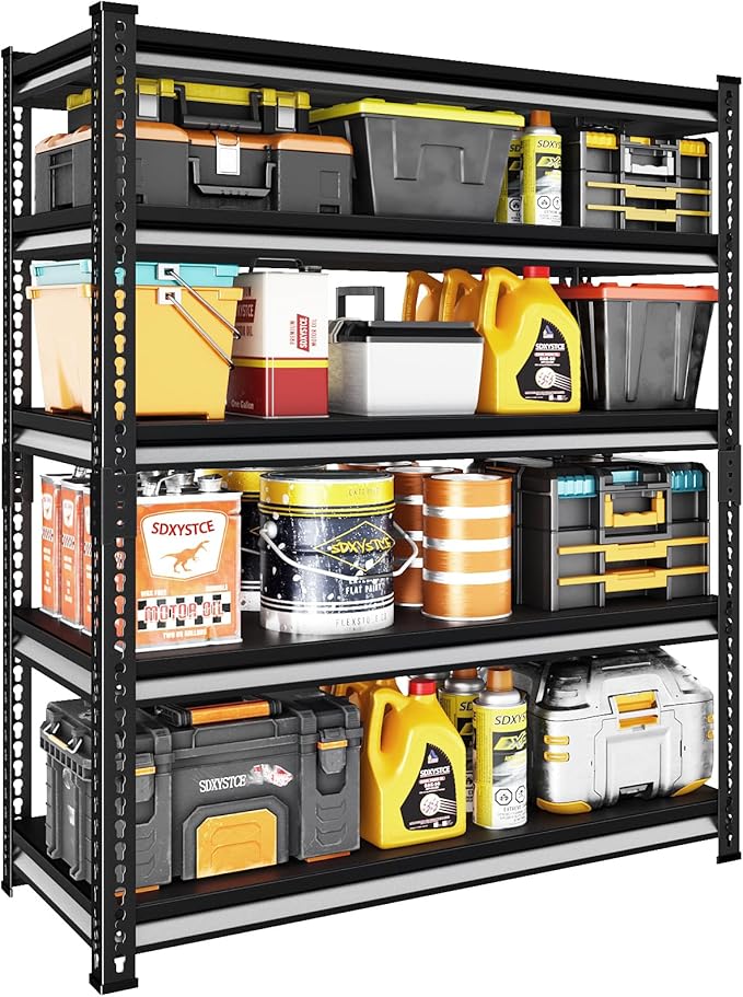 Garage Shelving Heavy Duty, 3000 Lbs Loads Garage Storage Shelves Heavy Duty, 5-Tier Metal Shelving Units and Storage for Basement, Retiple Tanks,48''Wx24 Dx78 H,Black