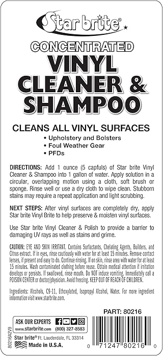 STAR BRITE Vinyl Cleaner, Polish & Protectant - Clean, Renew, Brighten & Protect All Vinyl Surfaces - Marine Grade Shampoo, Polish & UV Protection