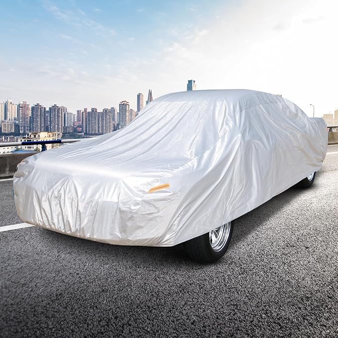 Waterproof All-Weather Car Cover for 1959-1984 Cadillac DeVille, Thunderbird, Impala SS, 1961-1996 Grand – Heavy-Duty Outdoor & Indoor Protection Against Rain, Snow, UV & Dust