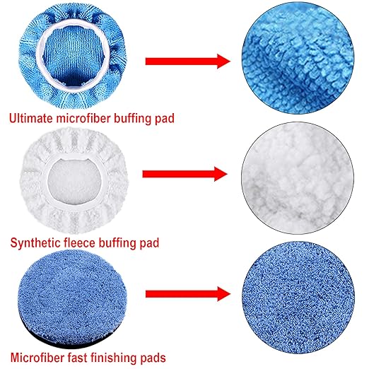 SIQUK 13 Pieces Buffing Pads 7 Inch Car Polishing Pad Kit Foam Wax Polisher Pads Car Buffer Attachment for Drill