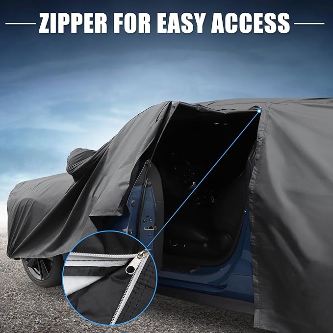 X AUTOHAUX Car Cover for Toyota RAV4 2012-2022 Aluminum Film Outdoor Waterproof Sun Rain Snow Hail Protection with Driver Door Zipper