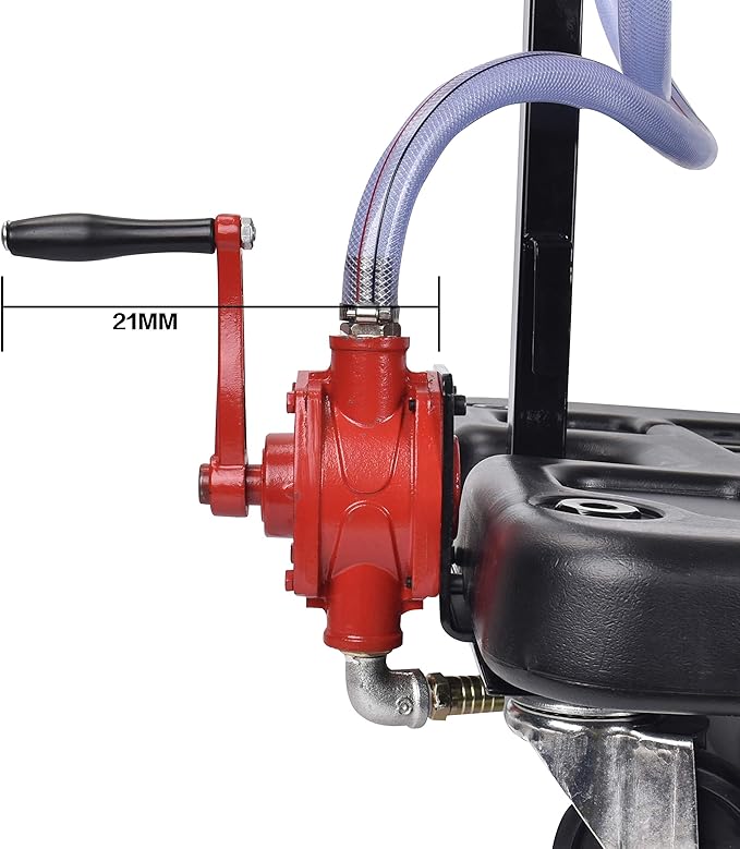 A047 17 Gallon Oil Drain Pan Caddy, Low Profile Portable Waste Oil Change Pan for Truck, Car, with 8 Feet Evacuation Hose