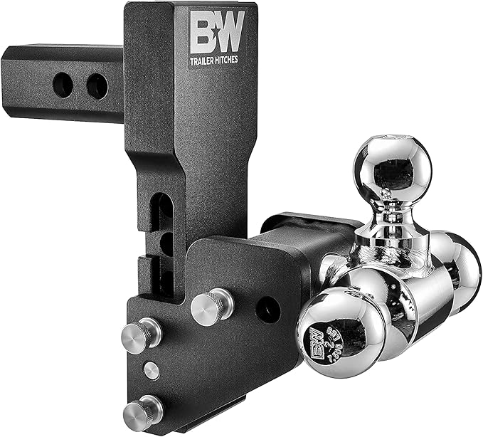 B&W Trailer Hitches MultiPro Tow & Stow Adjustable Trailer Hitch Ball Mount Compatible with MultiPro Tailgate - Fits 2" Receiver, Tri-Ball (1-7/8" x 2" x 2-5/16"), 4.5" Drop, 10,000 GTW - TS10066BMP