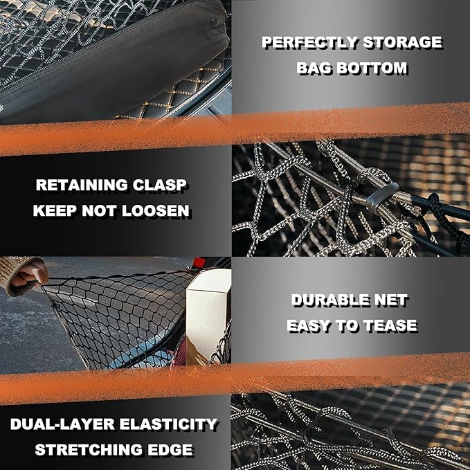 Envelope Style Cargo Net Compatible with Chevrolet Chevy Suburban, Cadillac Escalade GMC Yukon XL Denali SLE SLT AT4 2026 2025 2024 2023 2022 2021 2020-2015 Trunk Car Rear Tailgate Touring Netting