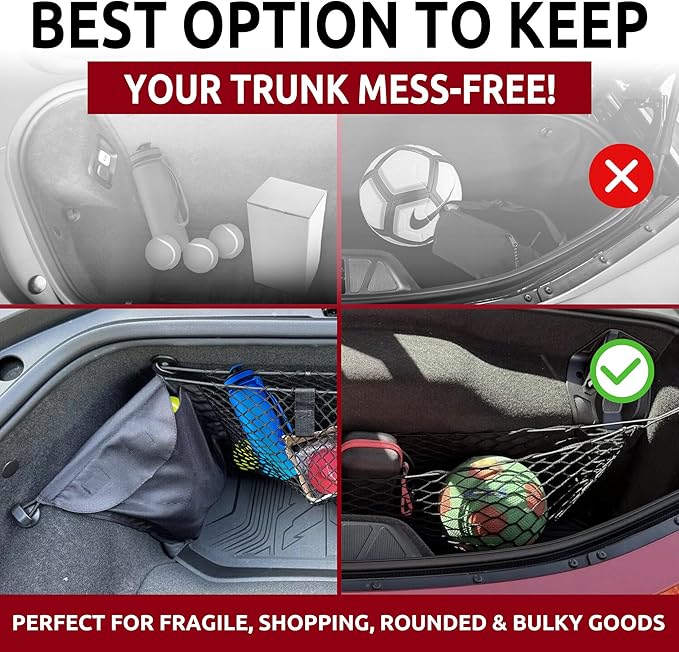 Envelope Style Front & Back Trunk Mesh Cargo Net for Chevrolet Corvette C8 2020-2026 - Car Accessories - Premium Trunk Organizers and Storage - Vehicle Carrier Organizer for Chevrolet Corvette C8
