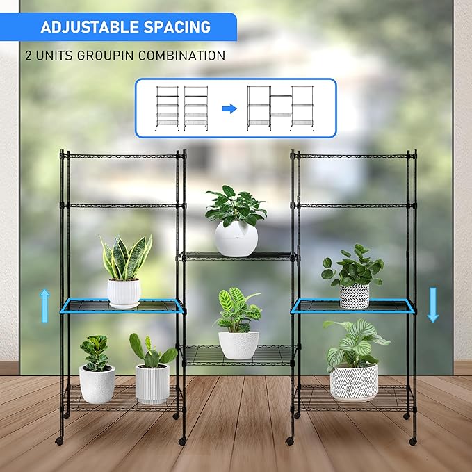 Simple Deluxe 5-Tier Storage Shelves, 21" W x 12" D x 54" H Adjustable Heavy Duty Wire Metal Shelving Unit, Chrome