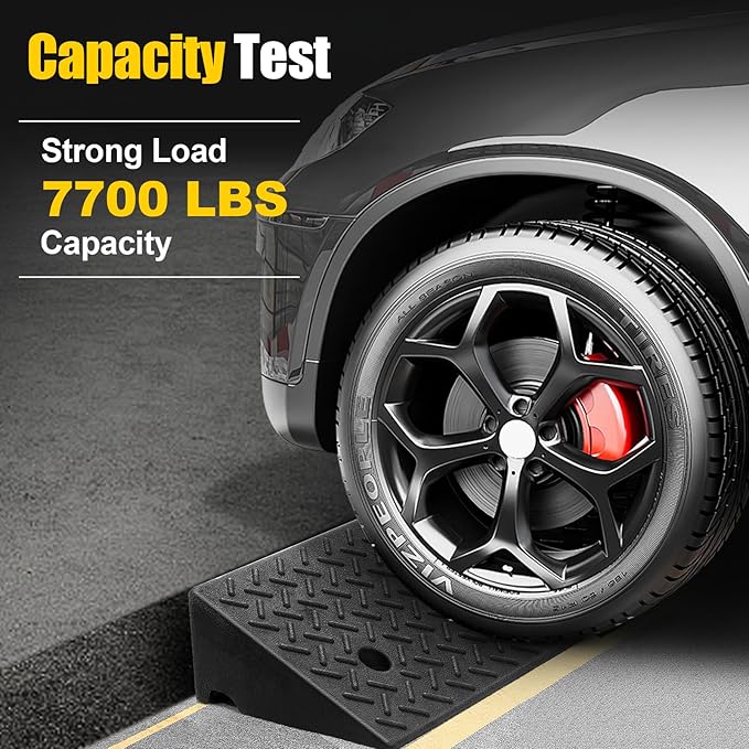 Threshold Loading Ramp Indoor Outdoor 7700lbs Load Capacity Car Slope Ramp Anti-Slip Wheel Chair Ramp for Bike, Scooter, Motorcar, Truck（3'Rise，1PCS）