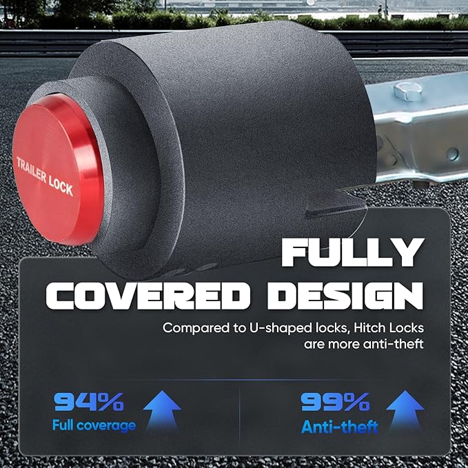 Trailer Lock for 1-7/8", 2",2-5/16" & Bulldog Couplers, Heavy-Duty Hardened Steel Trailer Tongue Locks with Fully Covered Anti-Theft Design, Powder-Coated for Weather Resistance