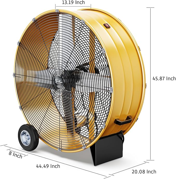 Simple Deluxe 42-Inch Heavy-Duty Industrial Drum Fan, Dual-Speed High-Velocity Metal Floor Fan with 360° Tilt, Ideal for Warehouses, Workshops, Factories, Garages, and Basements