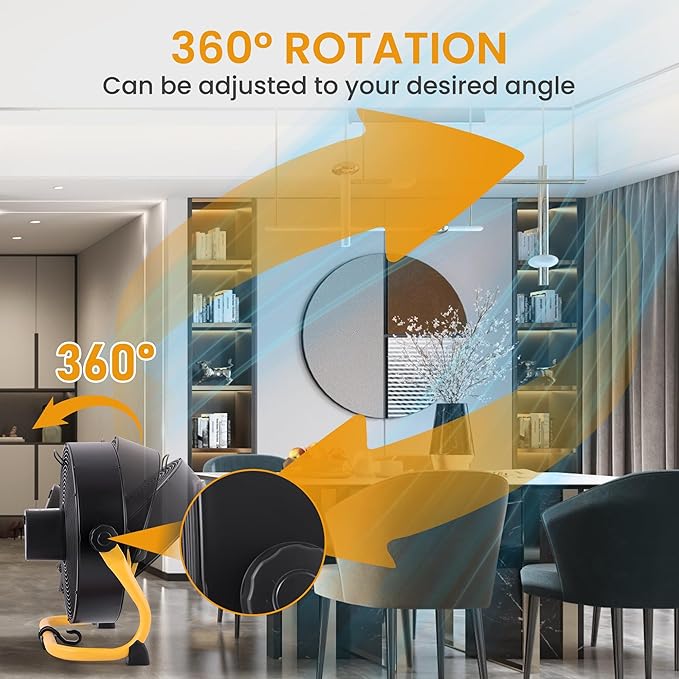 15" Rechargable Battery Operated Fan for Camping,12 Speeds Cordless Floor Fan，Rechargeable Portable Fan for Travel Indoor Outdoor, 12000mAh, 360°Manual Tilt