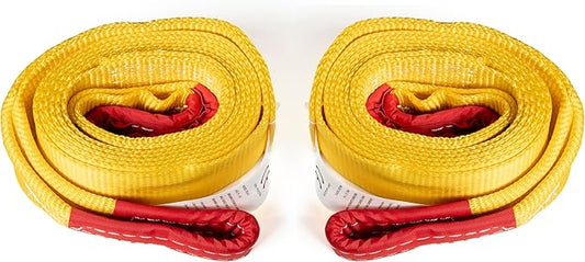 2 Pack 9 Ton 3 Inch 10 Ft. Polyester Tow Strap Rope 2 Loops 14,000lb Towing Recovery by Hi-Gear (2X 3x10 Yellow)