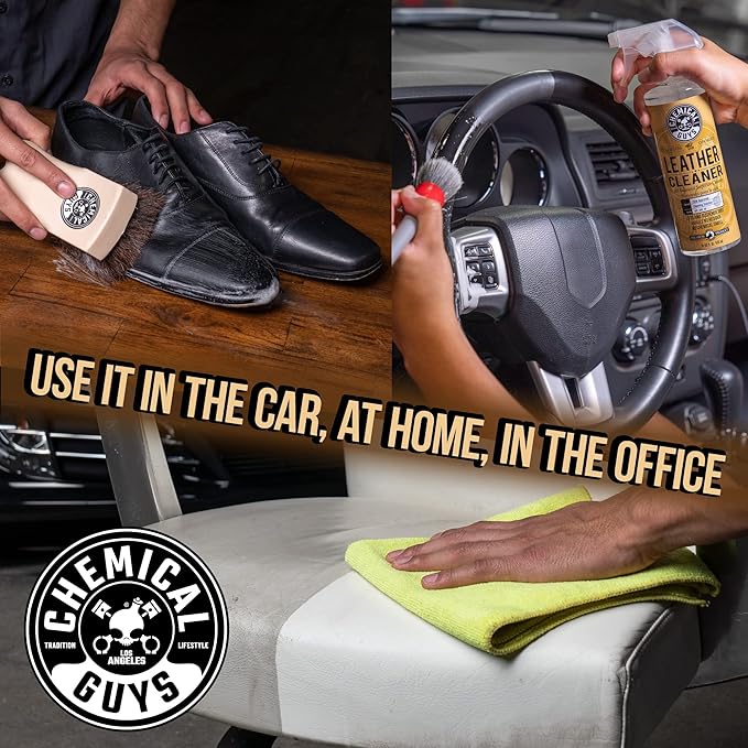 Chemical Guys Leather Cleaner and Conditioner Kit - Car Cleaner and Conditioner, Safely Cleans & Conditions Leather Car Interiors, Furniture, Shoes, Boots, Bags, Apparel & More, 2 Bottles (16 oz Each)