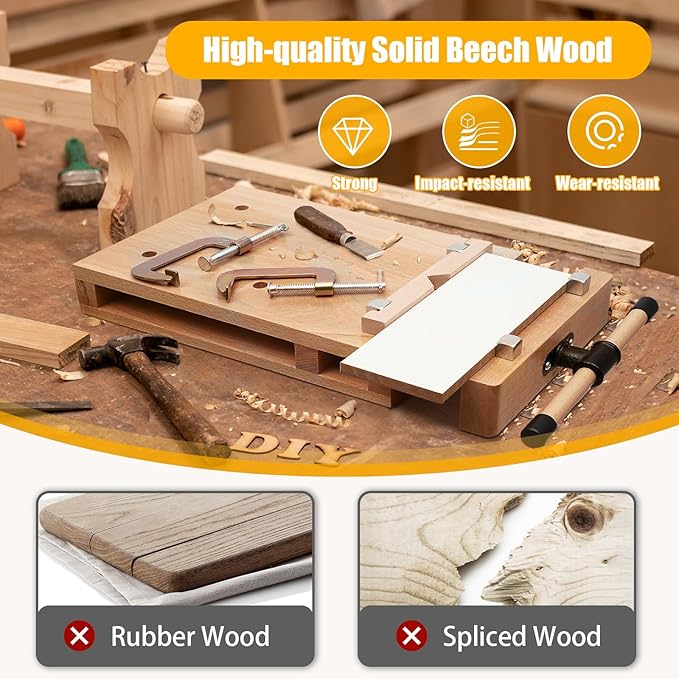 Portable Workbench Hard Woodworking Vise Desktop Work Table Work Bench with G-Type Fixing Clips and Limit Blocks, for Home, Woodworking Studios, Fixed for Processing Wood