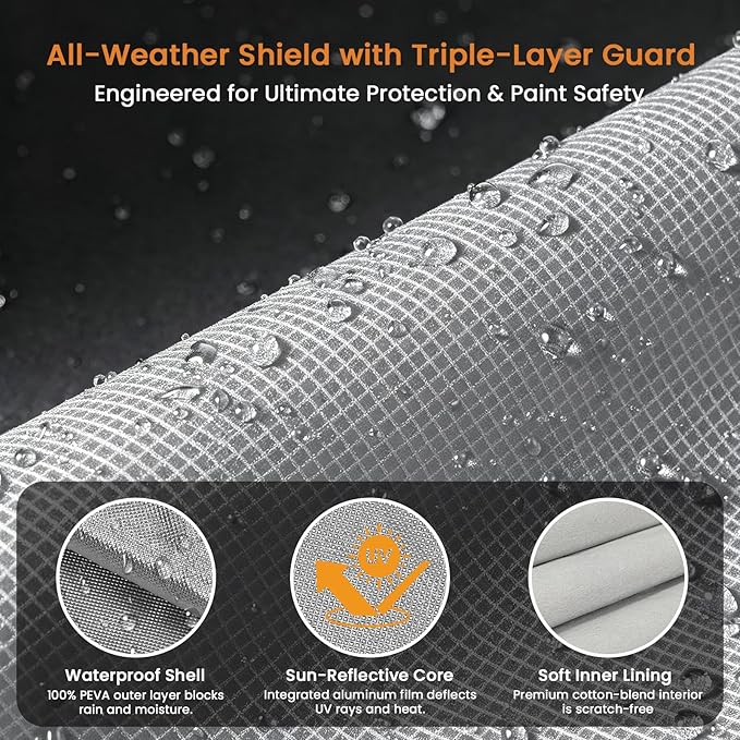 car Cover Custom Fit Ford Maverick 2021-2026, Outdoor Waterproof with Breathable Vents All Weather, 10 Layers Heavy Duty Full Exterior Car Covers for Rain Sun UV Protection with Door Zipper