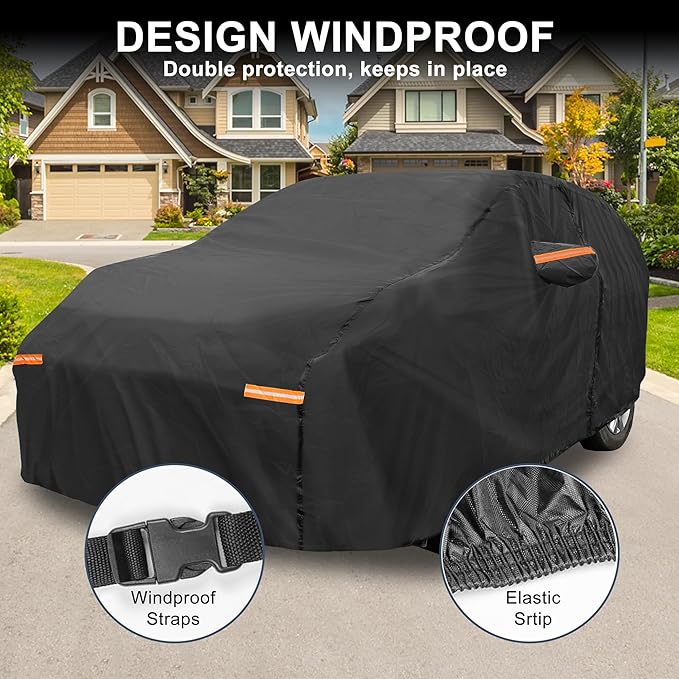 X AUTOHAUX Car Cover for Toyota Sienna 210D-PU Outdoor Full Car Cover All Weather with Door Zipper for Waterproof Windproof Sun Rain Snow Protection