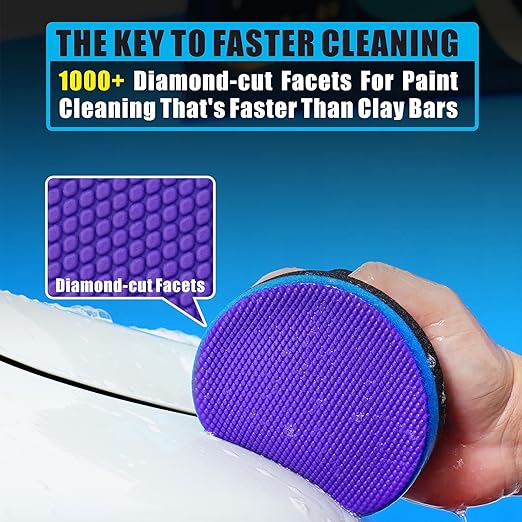 Synthetic Clay, 2-Pack Hand Clay Bar Pad for Car Auto Detailing, Cleansing, Paint Surface Prep Tool for Waxing & Polishing (Blue Purple)