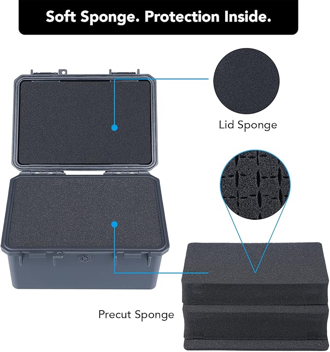 Lykus HC-1830 Mini Hard Case Dry Box with Foam Insert, Interior Size 7.1x4.7x3.7 in, IP66 Splash-Proof, Suitable for Cellphones, Tools, Small Devices and More