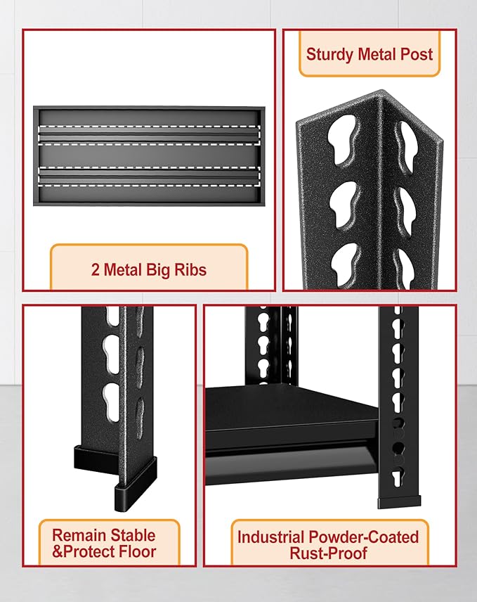 Garage Shelving Heavy Duty, 2800 Lbs Loads Garage Storage Shelves Heavy Duty, 5-Tier Metal Shelving Units and Storage for Basement, Retiple Tanks,48''Wx18 Dx78 H,Black