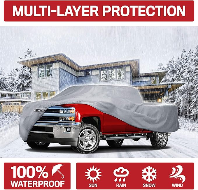 Truck Car Cover For Automobiles - Heavy Duty Waterproof All Weather Multi-Layer Outdoor Indoor Protection UV Sun Rain Snow Dust - Universal Fit For All Trucks Pickup Trucks - 264"(L) x 80"(W) x 69"(H)