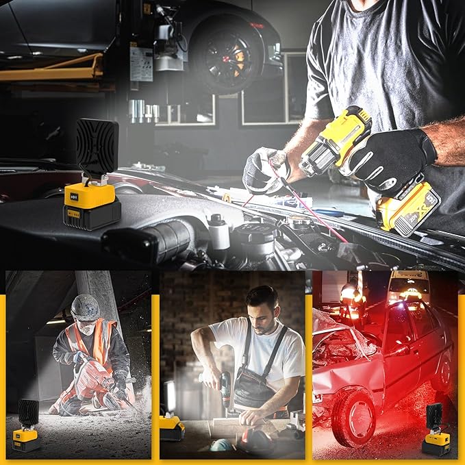 T-SUN 2Pcs Cordless Work Light Compatible with Dewalt 18V/20V Battery, with 3 Light Modes, USB & Type C Charging Port LED Work Light for Workshop,Camping,Emergency and Job Site Lighting