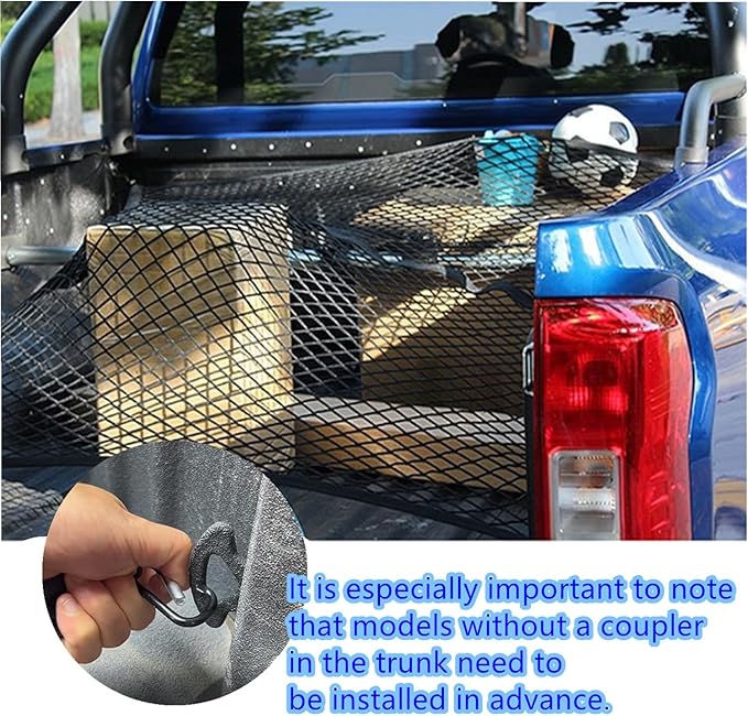 Cargo Net Suitable for Daily Light Loads of SUV Trucks,Mesh Organizer 4'x4' Stretches to 7'x7',Highly Elastic Truck Bed Net for Pickup Truck Bed