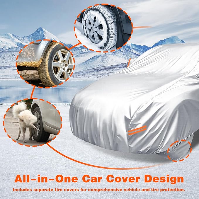 iCOVER Car Cover, All Weather Exterior SUV Cover Designed for Audi Q5, BMW X3, Mercedes GLC & 1st Gen Porsche Cayenne (2003-2010) Fits Vehicle Length 184" to 188"