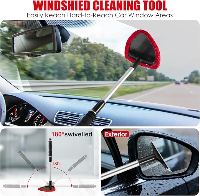Viewsun 17PCS Car Cleaning Kit, Red Car Interior Detailing Kit with High Power Handheld Vacuum, Detailing Brush Set, Windshield Cleaner, Cleaning Gel, Complete Auto Accessories for Women Girls Gift