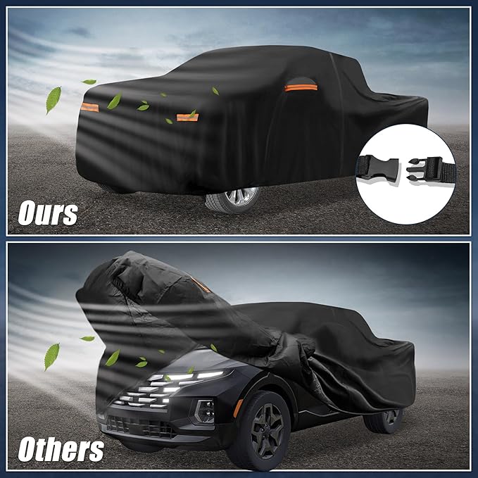 X AUTOHAUX Car Cover for Hyundai Santa Cruz 210D-PU Outdoor Full Car Cover All Weather with Door Zipper for Waterproof Windproof Sun Rain Snow Protection