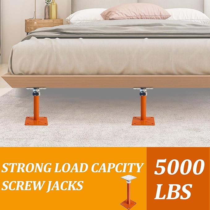 Floor Jacks Screw Jacks, Heavy Duty Basement Support Jack, Adjustable House Jack for Leveling Crawlspace, 5"-8" Height Range, Mini Post Pole House Jacks for Temporary Support