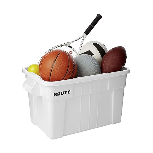 Rubbermaid Commercial Products BRUTE Tote Storage Bin with Lid, 14-Gallon, Gray, Rugged/Reusable Boxes for Moving/Camping/Garage/Basement Storage, Pack of 6