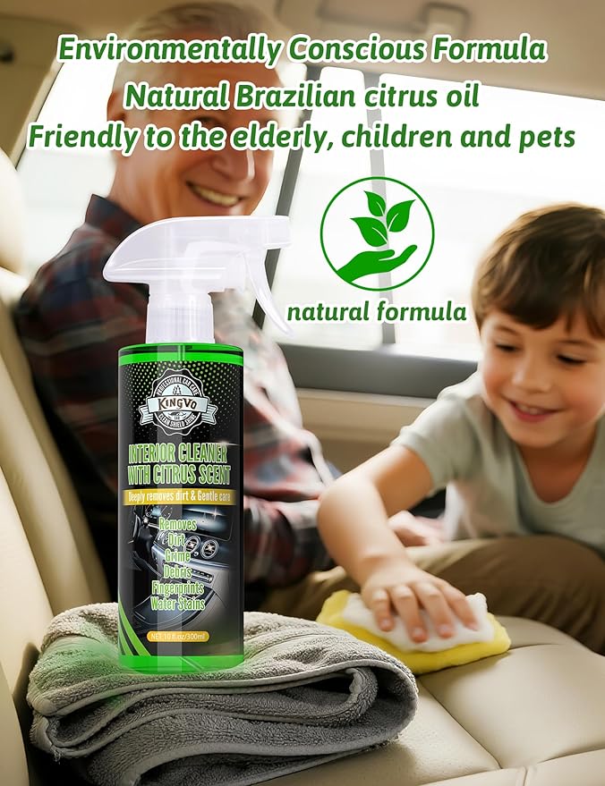 Kingvo Ceramic Coating Spray and Leather Seat Cleaner, Ceramic Car Wax for Couch Cleaning Spray Car Detailing Kit Washing Supplies
