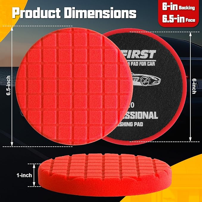 6 Inch Buffing Polishing Pads, 3Pcs Red Ultra-Light Polishing Pad for Scratch Repair, Body Repair & Detailing Pads
