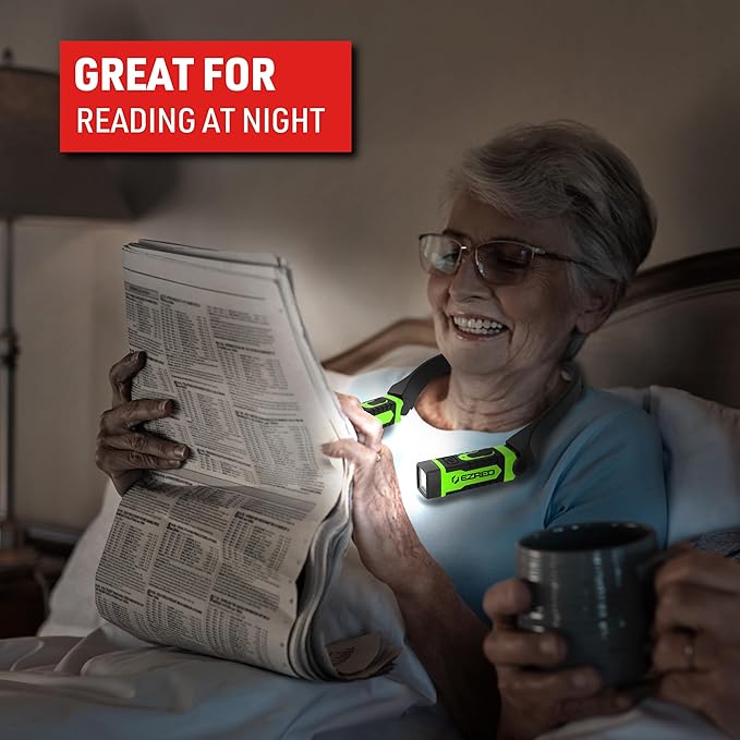 EZRED Anywear Rechargeable Neck Light for Hands-Free Lighting - NK15-GR Green, Perfect Light for Mechanics, Camping, Hunting, DIY Projects, Reading