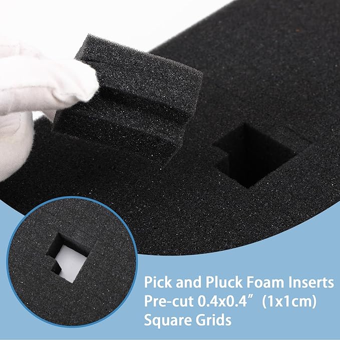 Coengwui Pick and Pluck Foam Inserts, Pre-cubed Pick Apart Sheets for Crafts Toolbox Game Box Camera Cases Drawer Storage (4Pcs 12 x 12 x 2 Inch)