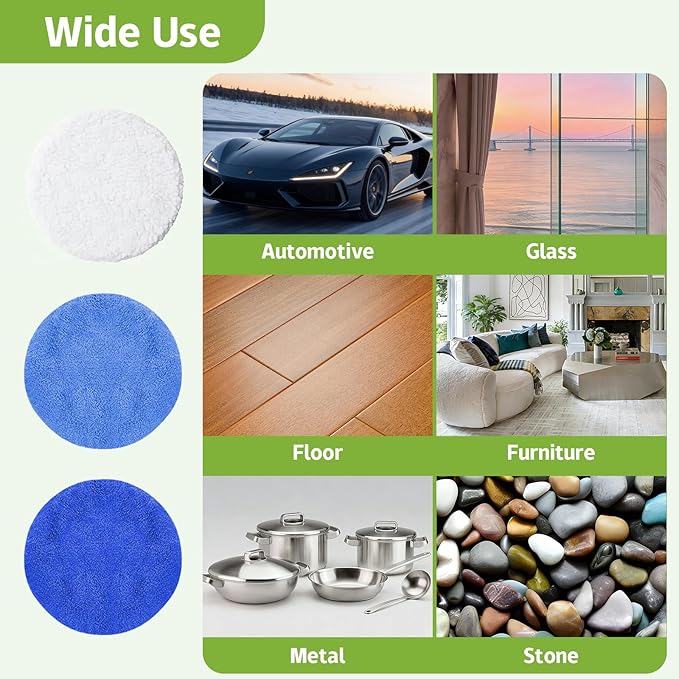 15 Pack Car Polishing Pads, Mix Car Polishing Bonnet Buffing Pads, 10*Microfiber+5*Woollen Car Polisher Buffer Pads, 5" - 6" Car Buffer Pads for Car, Glass,Instruments, Cameras, Furniture, Metal, Wood
