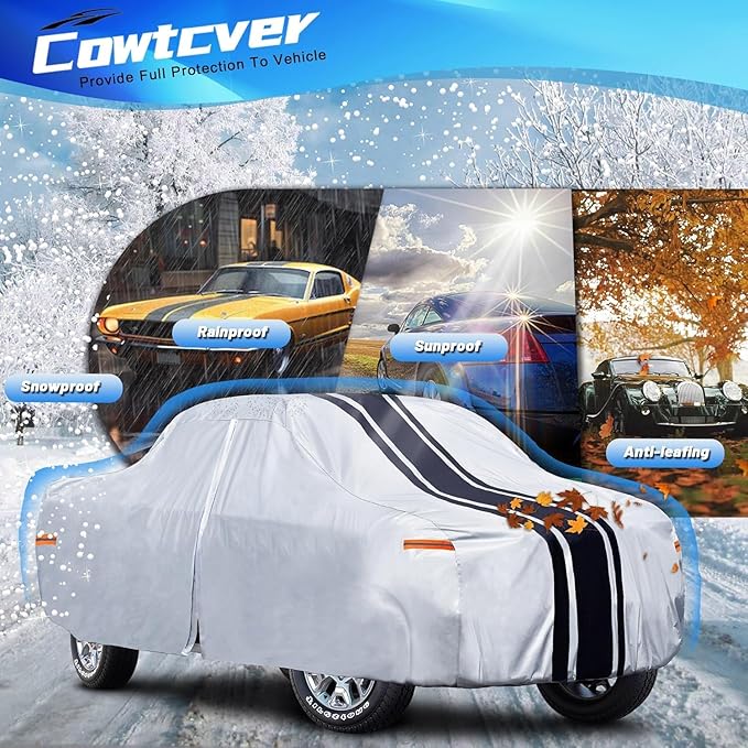 Heavy Duty Truck Cover Waterproof All Weather. Pickup Truck Cover Rain UV Protection. Outdoor Covers for Ford F150 Chevy Silverado Dodge Ram 1500. (Length Up to 242 inch) XL