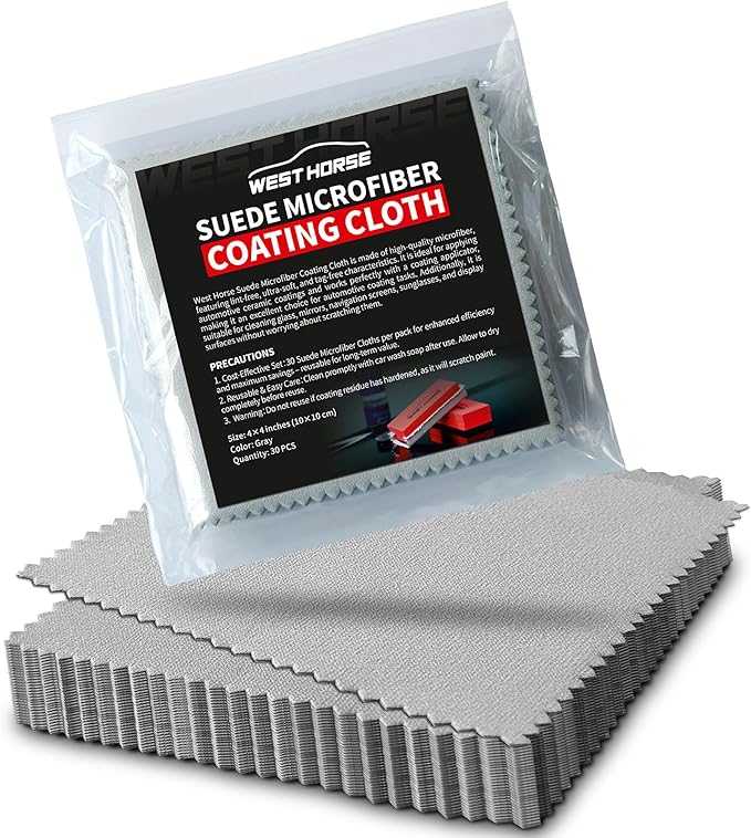 30 Count Suede Cloths for Applying and Leveling Coatings, Scratch-Free, Ultra Absorbent Microfiber for Ceramic Coating Application, Grey
