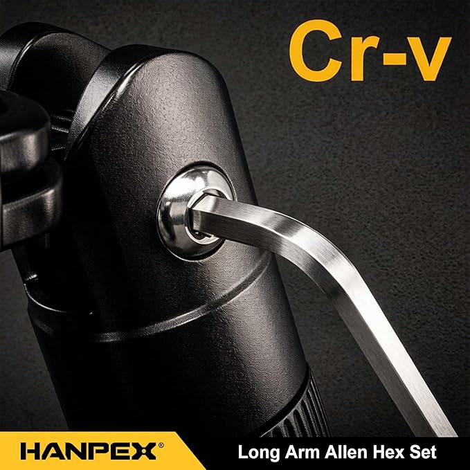 Long Arm Hex Key Allen Wrench Set with Ball End, Ball-End Hex Key Metric/Imperial, Allen Wrench Chrome Vanadium Steel(Cr-V), Tamperproof TORX L- Key Set (18-Piece)