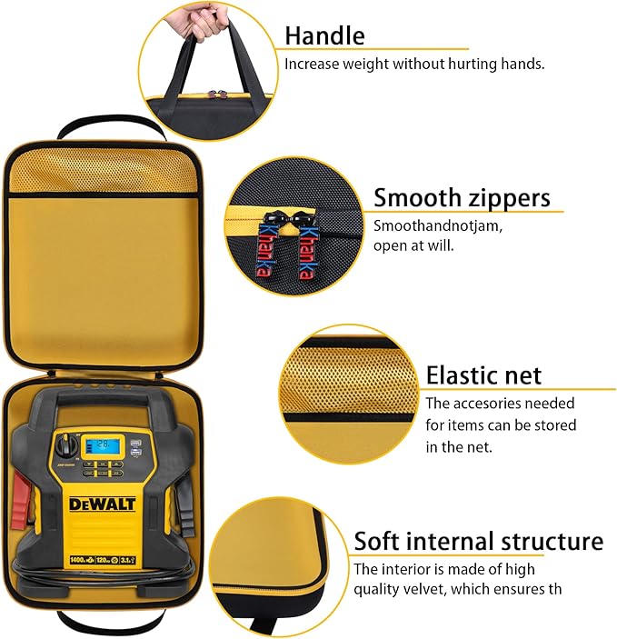 Khanka Hard Carrying Case Replacement for DEWALT DXAEJ14 Digital Portable Power Station Jump Starter: 1400 Peak/700 Instant Amps, Case Only