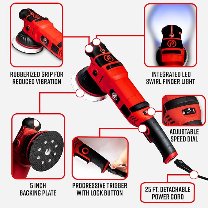 Adam's Polishes SK Pro 15mm Car Polisher - Professional Buffer Polisher For Car Detailing | Use W/Car Polish, Polishing Compound, or Car Scratch Remover | Car Wash Clay Bar Ceramic Coating
