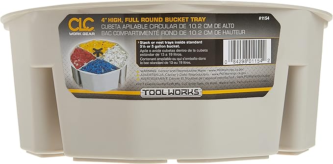 Custom Leathercraft1154 4-Inch High, Full-Round Bucket Tray,Cream White