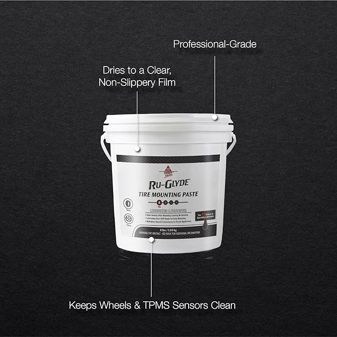 AGS Ru-Glyde Tire Mounting Paste - 8lb Pail - Premium Quality Tire Mounting Lubricant, Ensures Smooth, Efficient Tire Installation - Perfect for Automotive/Industrial Use - Prevents Rim/Tire Damage