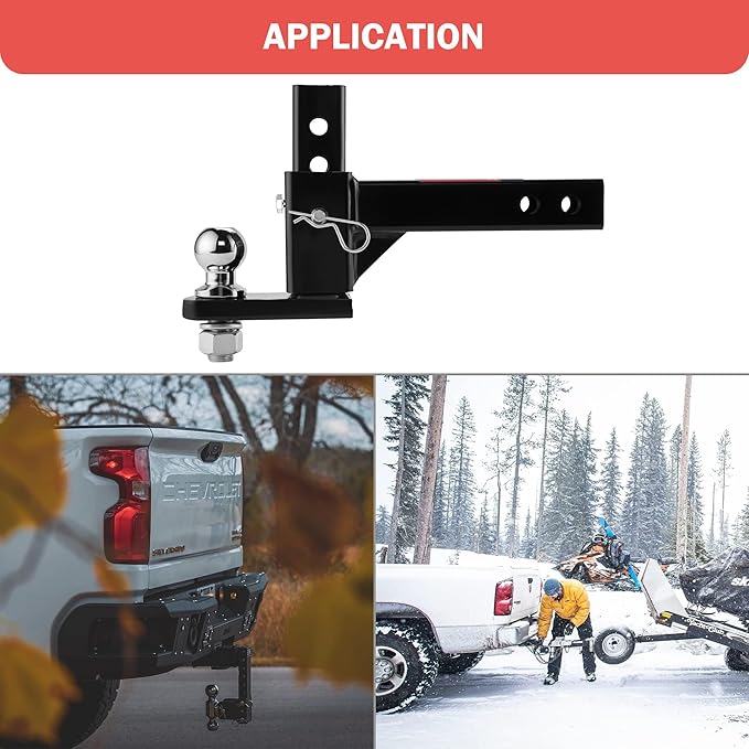 OPENROAD Adjustable Trailer Hitch Ball Mount Fits 2-Inch Receiver, 2’’ Ball 7500LBS, 6 7/8" Drop/ 5 1/2" Rise Drop Hitch, Hitch for Heavy Duty Truck with Pins