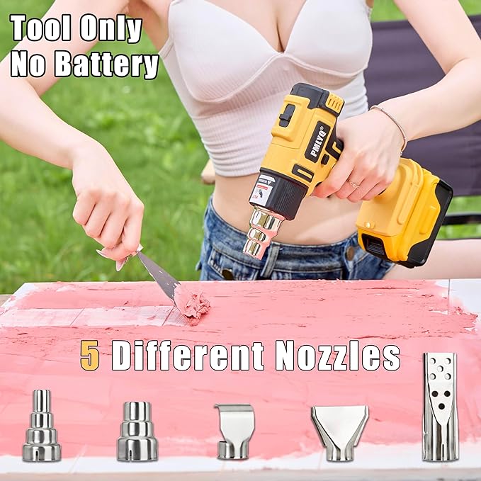 Cordless Heat Gun for Dewalt 20v Battery,350W Fast Heating Soldering Hot Air Gun,2-Temp Setting Max 1022°F(550°C),Heat Gun for Tube Bending,Resin & Decorating (Tool Only NO Battery)