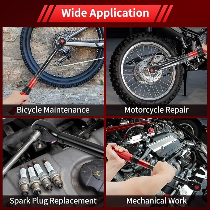 1/2 Inch Drive Click Torque Wrench, Dual-direction Torque Wrench 10-170.0ft.lb/13.60-230.5Nm, 72-tooth Torque Wrenches with Dual Range Scales, ±3% High Precision For Bike