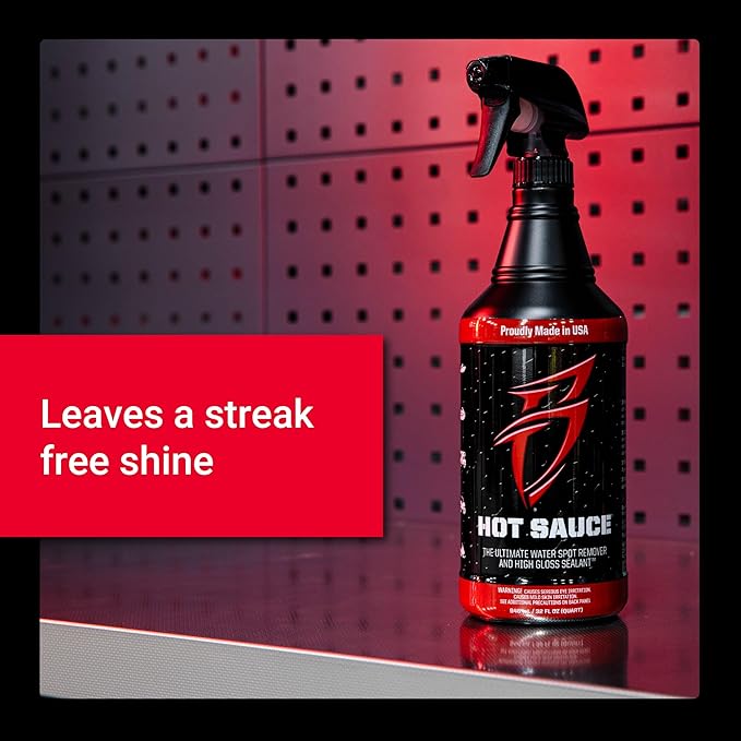 Boat Bling Hot Sauce Premium Hard Water Spot Remover w/High-Gloss Wax Sealants, 32 oz., black
