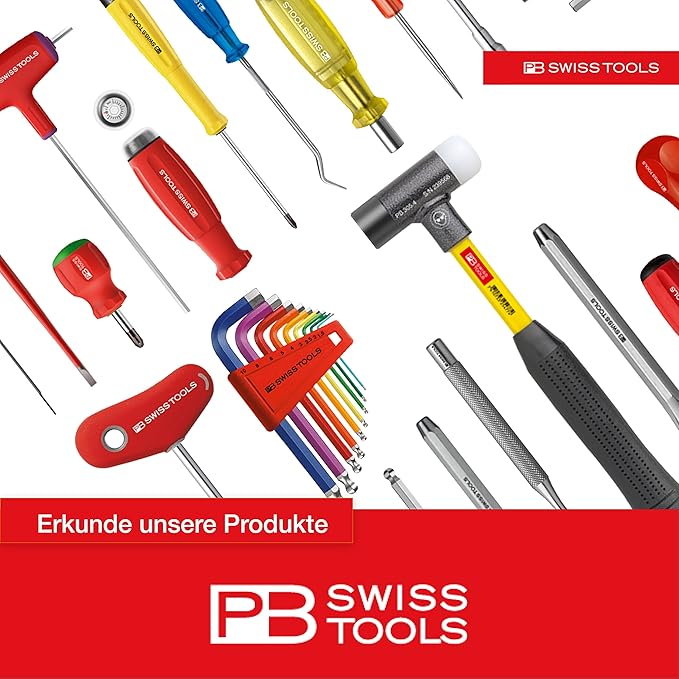 PB Swiss Tools Hex Key Set PB 212.LH-8 CN | 100% Swiss Made | 8-Piece Allen Wrench Set Size 1.5-8 mm with Ball End, in Practical Holder