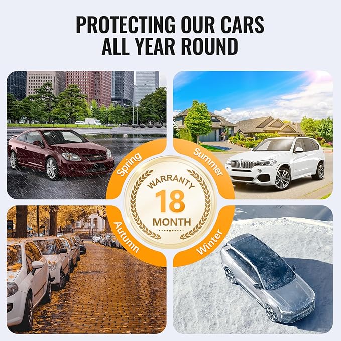 30 Layers Truck Car Cover for Automobiles All Weather Waterproof, Outdoor Snowproof UV Protection Windproof, No Zipper, Heavy Duty Universal Car Covers, (Silver, Fit Truck 231"-250")