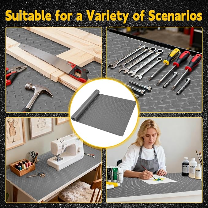 Workbench Mat, PVC Work Bench Mat with Non-Slip Texture, 2mm Thick Scratch & Stain Resistant Surface for Painting, Woodworking, Crafting, Building and Tool Protection (Grey, 23.62" x 47.24")