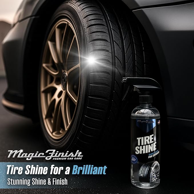 Magic Finish Tire Shine (16 fl oz) – Silicone-Based Tire Dressing for Long-Lasting Wet Look – High-Gloss Car Cleaning Supplies for Pro Detailing Results